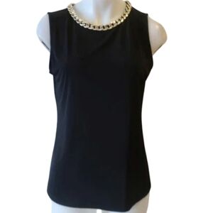 Carmen Sleeveless Shell Black with Chain Neckline Size Medium